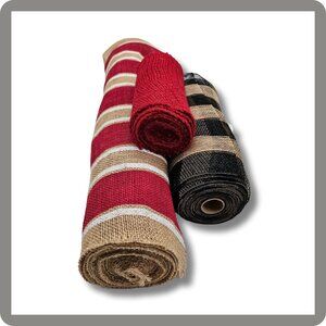 Christmas Colors Burlap Rolls - Set of 3
